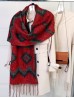 Reversible Tribal Patterned Blanket Scarf W/ Twisted Tassels